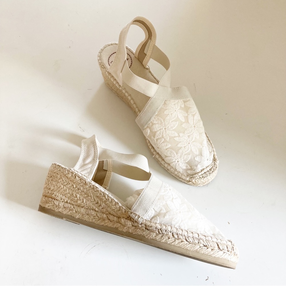 Toni Pons Origens Terre Espadrille wedge. Ecru floral, size 41